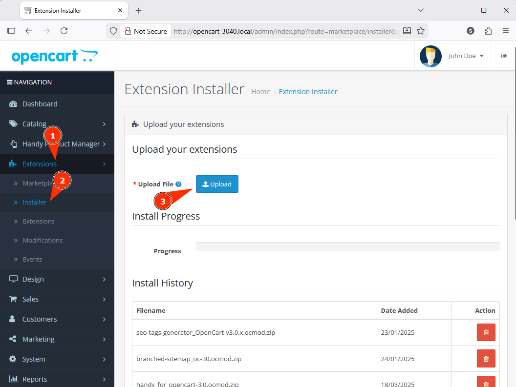Adım 1: OpenCart için SVG modifikasyonunu yükleyin